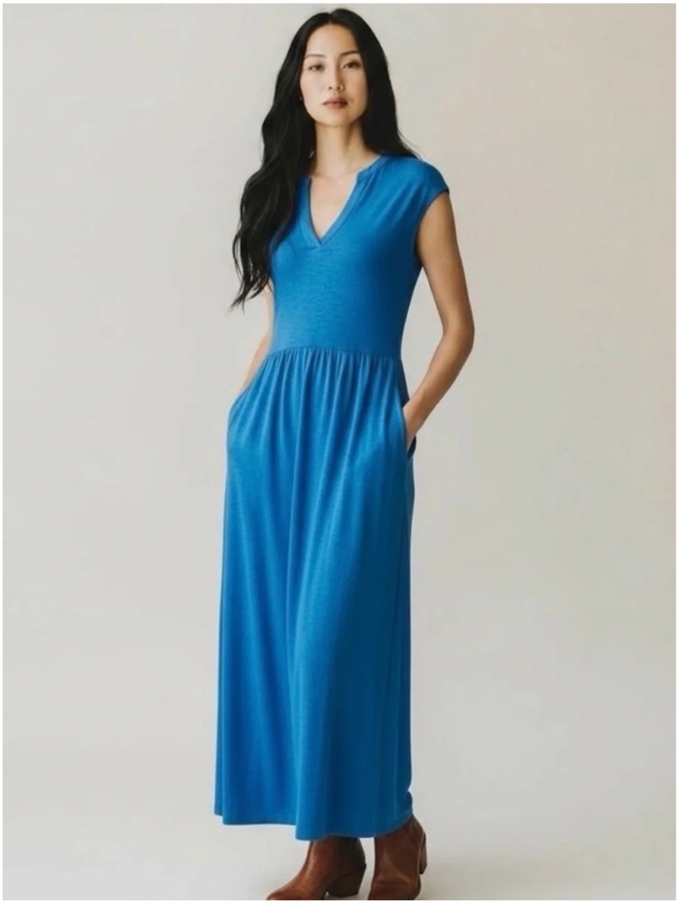 Boden Brilliant Blue Chloe Jersey Midi Dress Size US 14